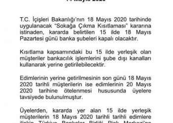 18 Mayıs 2020 Sokağa Çıkma Kısıtlaması