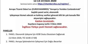 ?EUROCHAMBRES “Avrupa’yı Yeniden Canlandırmak” başlıklı Panel Serisi (Webinar – İnternet Üzerinden) ?12-13-14 Ekim 2020