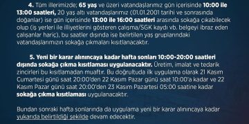 T.C İçişleri Bakanlığı Koronavirüs Yeni Tedbirler Genelgesi