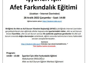 İŞYERLERİ İÇİN AFET FARKINDALIK EĞİTİMİ