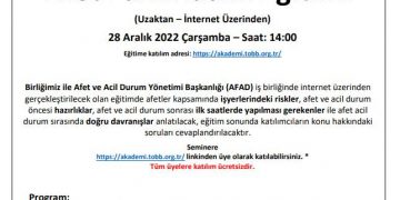 İŞYERLERİ İÇİN AFET FARKINDALIK EĞİTİMİ