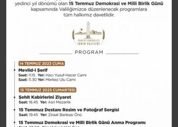 15 Temmuz Demokrasi ve Millî Birlik Günü Anma Programı Tüm halkımız davetlidir. #TürkiyeYüzyılınınKahramanları