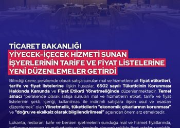 Ticaret Bakanlığı Yiyecek-İçecek Hizmeti Sunan İşyerlerinin Tarife ve Fiyat Listelerine Yeni Düzenlemeler Getirdi. T.C. Ticaret Bakanlığı